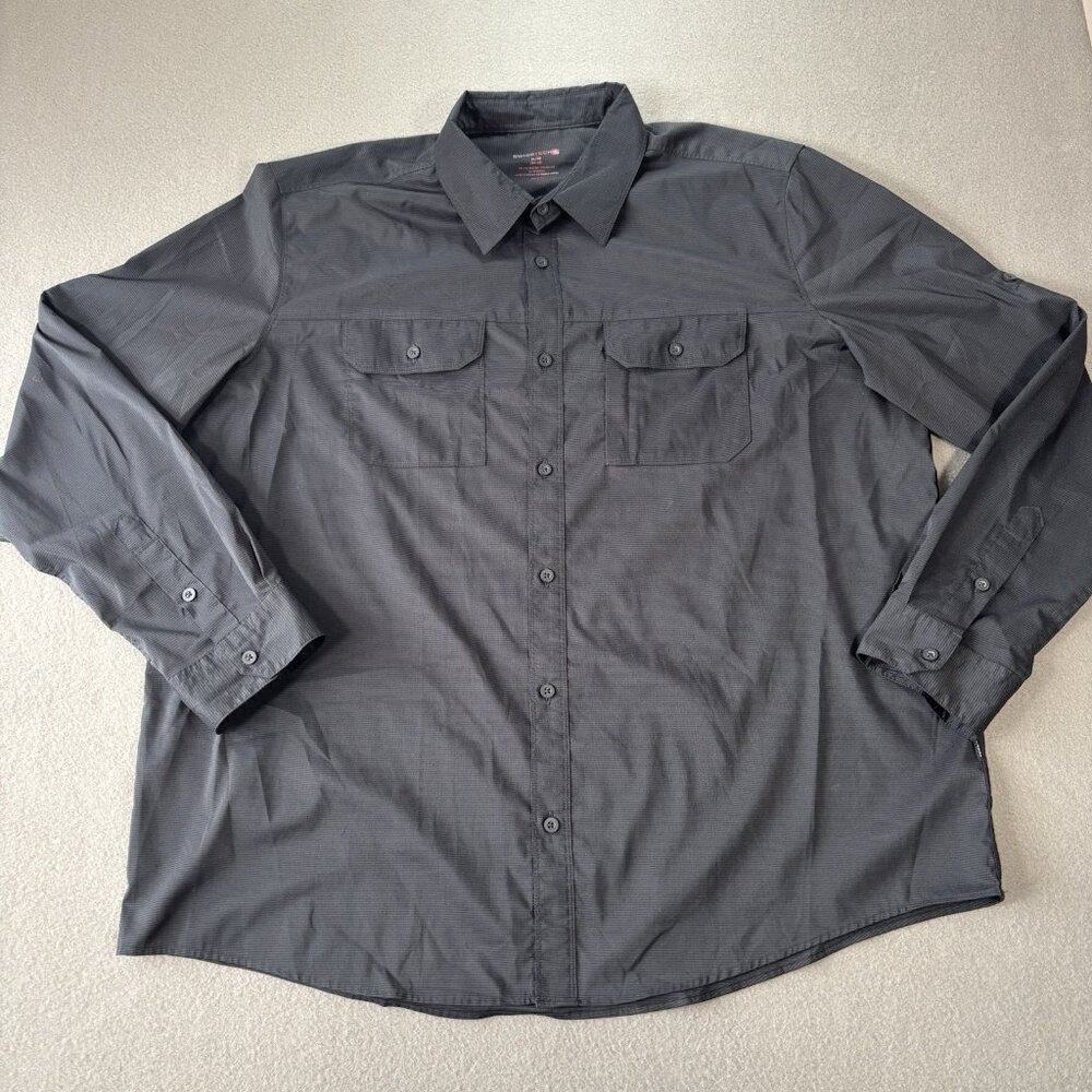 Swiss Tech Performance Button Down Shirt‎ Mens XL Black Check Quick Dry Outdoor